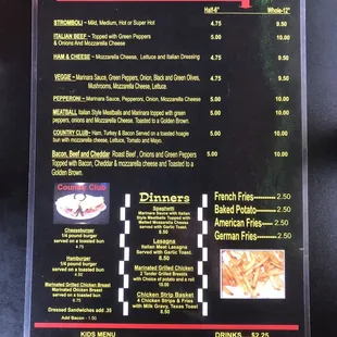 the menu
