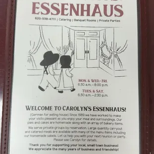 Menu cover