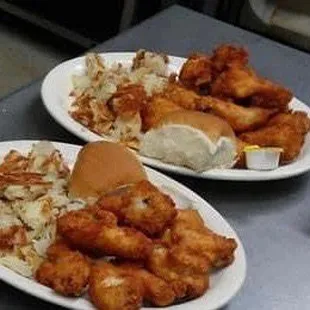 three plates of food on a table