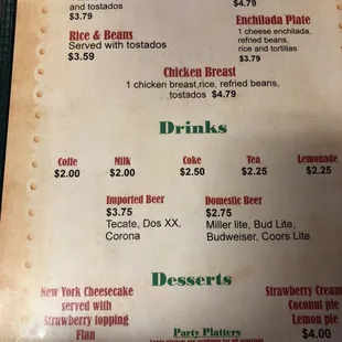 menu