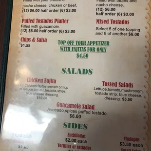 menu