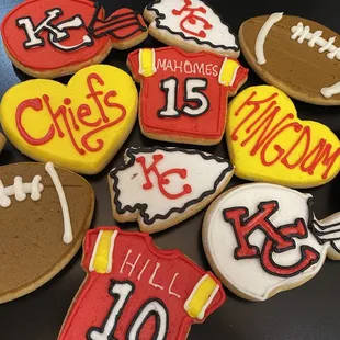 a variety of decorated cookies