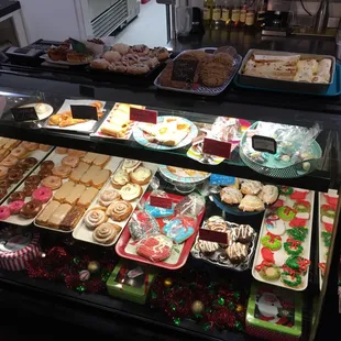 Our bakery showcase displaying a variety of freshly made breakfast treats and goodies !