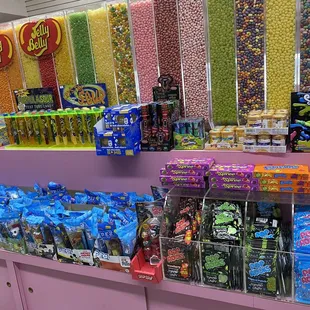 a variety of candy in a store