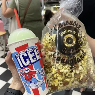 Melon icee and hurricane popcorn