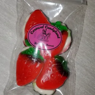 Strawberries&amp;Cream. Does anyone know where I could get these flat gummy strawberries with the foamy cream bottoms for not as expensive? LOL.