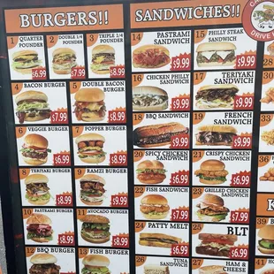 Drive thru menu