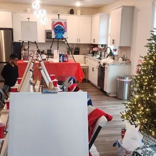 6year old Private Paint Party, with Custom Christmas Stitch Painting