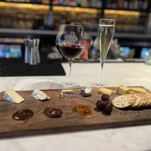 a wine and cheese board