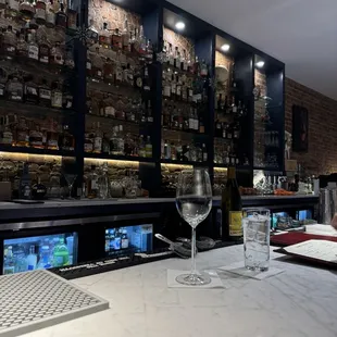 The very well stocked bar.