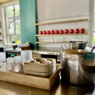 a variety of items on the counter