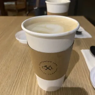 a cup of coffee on a table