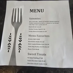 Lunch menu