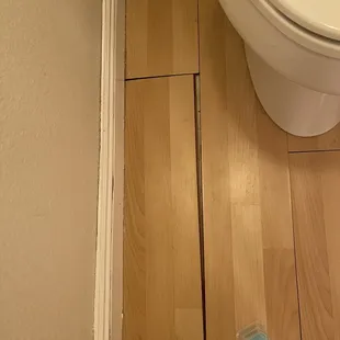 Our floor damage before repair and tile installation