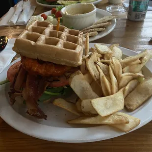 Buffalo Chicken Waffle Sandwich