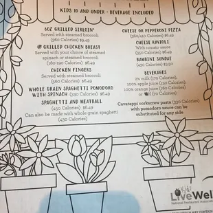 Kids menu!