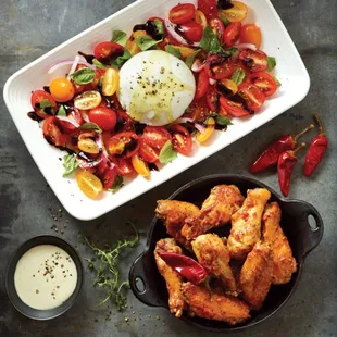 chicken wings and fried chicken, food