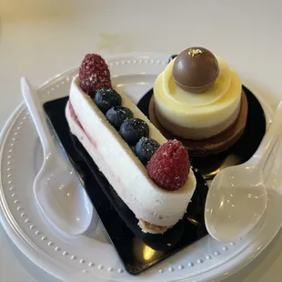 Yogurt Wildberry Mousse and Trilogia. Total about 19 dollars before tips.