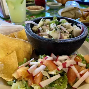 Ceviche with fresh salad