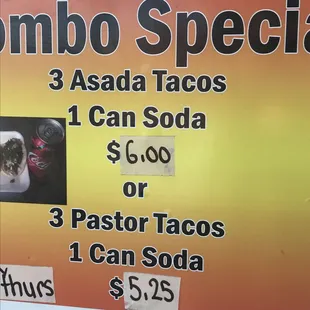 Wednesday and Thursday taco special!!!