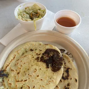 Zucchini and cheese pupusa  Pork and cheese pupusa