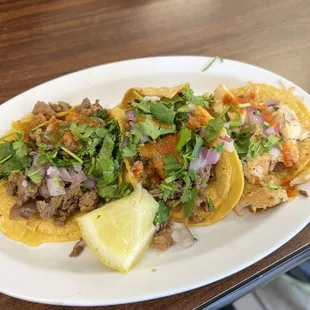 Two asada tacos and one chicken