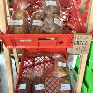 a display of fresh bread