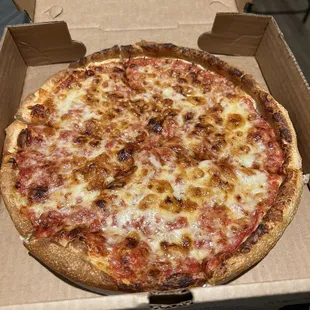 Small cheese is perfect!! Love the rolled edge on the dough!!!