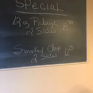specials on a blackboard