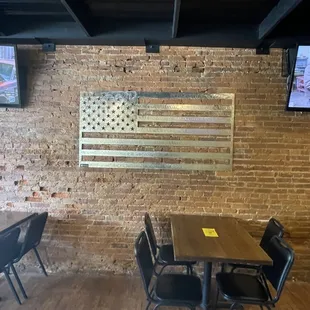 american flag on the wall