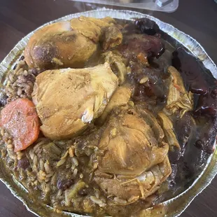 Curry chicken and jerk bbq wings combo