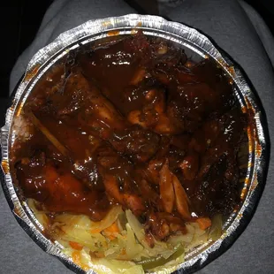Jerk BBQ Wings (Large - with rice and peas and cabbage)