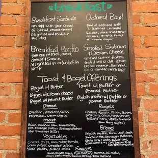 Breakfast menu