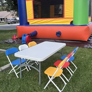 Kids tables and chairs available.