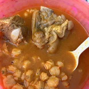 Large pozole bowl with bone and muscle only