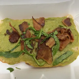 Avocado toast with bacon and lettuce :(