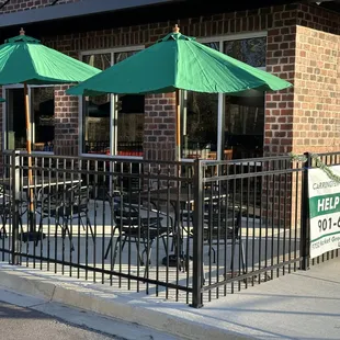 tables and umbrellas