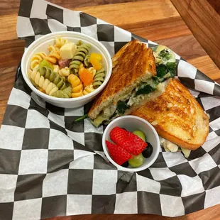 Vegie Panini with pasta salad