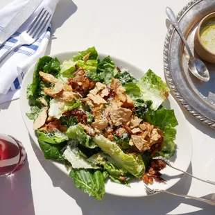 Lunch. Caesar Salad with Smoked Chicken