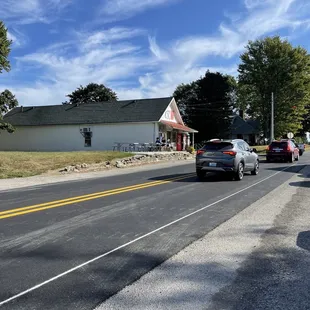 cars driving down the street