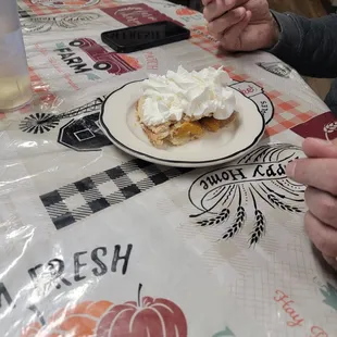 Peach Pie with whip cream