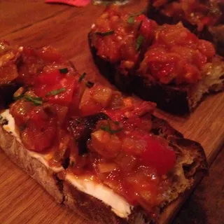 Burrata and Red Pepper Bruschetta