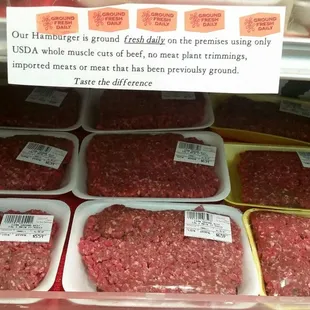 a display of ground beef
