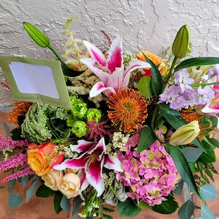 Customized arrangement based off of a selection from their website.