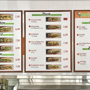 Banh Mi Menu.