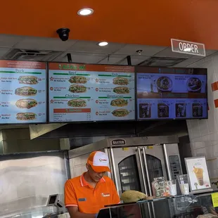 Menu and cashier upon entering