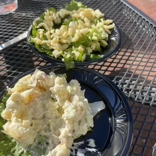 Back: orzo pasta salad  Front: potato salad