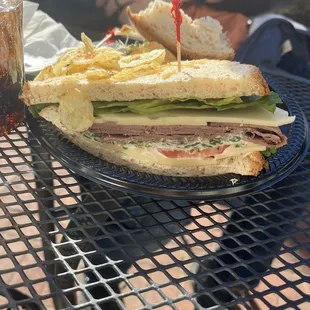 The Good Dad sandwich with potato chips
