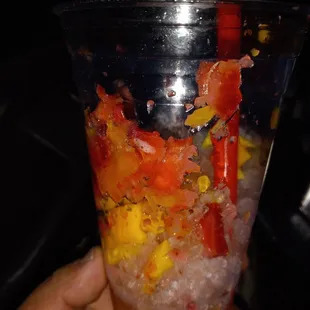 Mango,fresa and pineapple large raspado