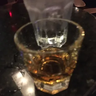 a shot of alcohol in a glass